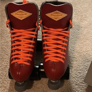 Riedell Women's Red Roller Skates with Orange Laces